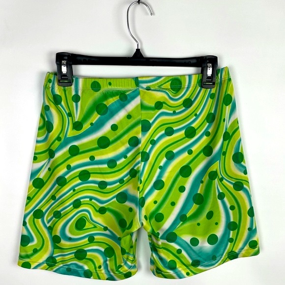 80s VINTAGE High Waist High Rise Psychedelic Polka Dot Marble Swirl Bike… - Picture 2 of 3